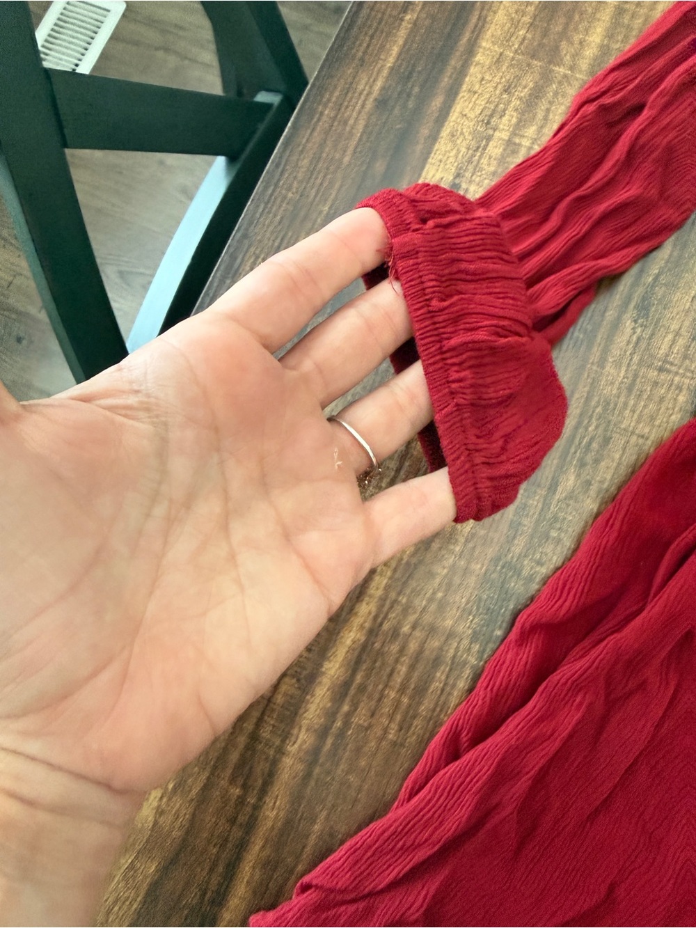JustFab Raspberry Red Long-Sleeve Button Front Romper - Picture 6 of 9